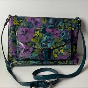 Patricia Nash Leather Multicolored Leather Floral Crossbody Bag